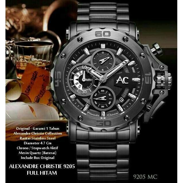 Promo Jam Tangan Pria Cowok Alex-Andre Chris-Tie 9205 Hitam AC 9205 Origin Limited