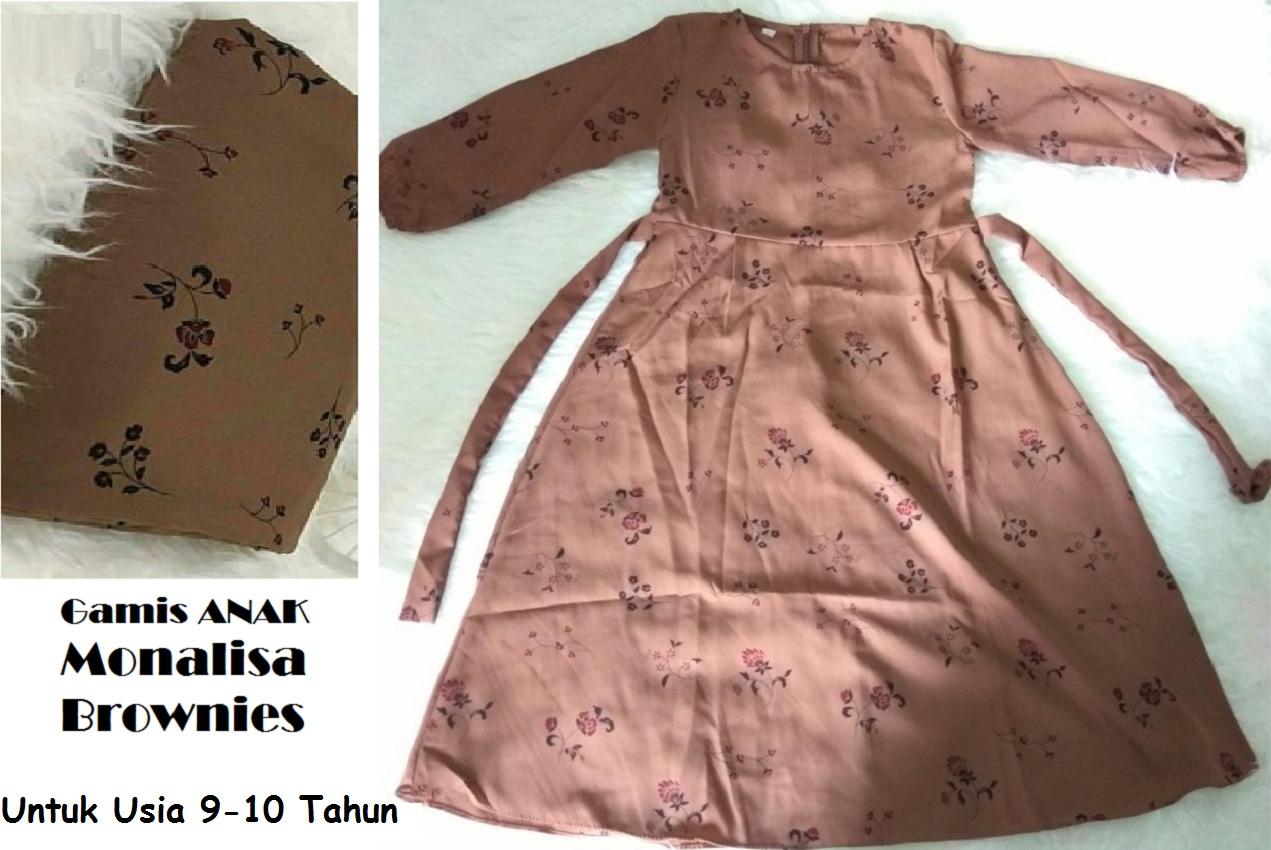 Gamis ANAK Monalisa Motif Brownies Untuk Usia 9 - 10 Tahun