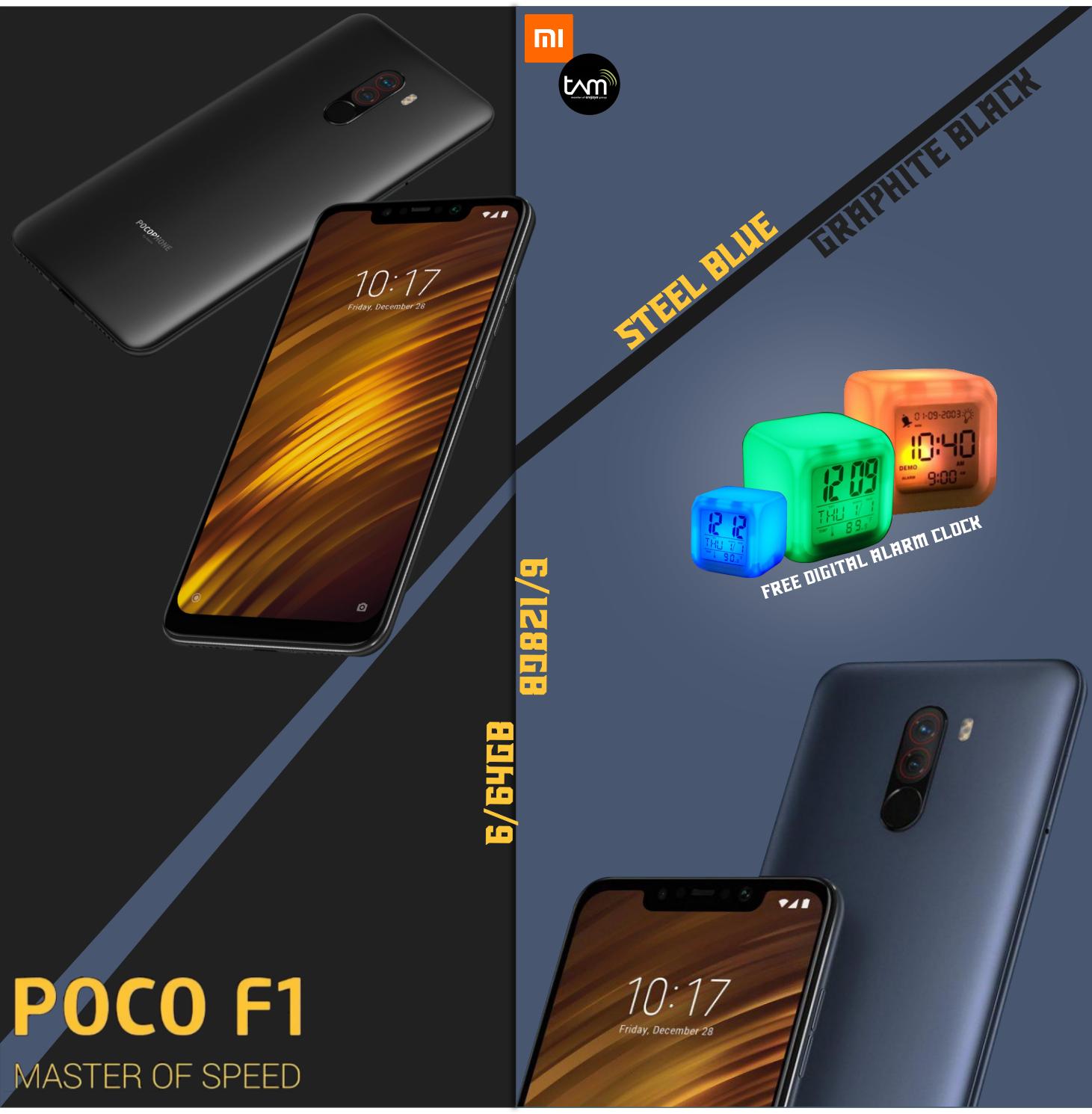 Xiaomi Pocophone F1 6/64GB Graphite Black Snapdragon 845 Garansi Resmi TAM free LED digital alarm clock