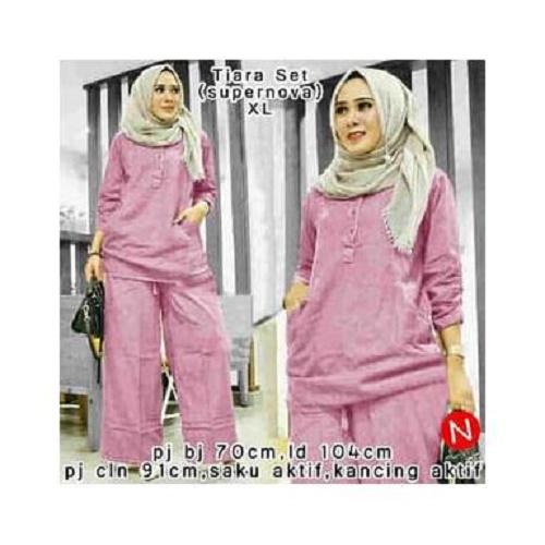 SUPPLIER GROSIR 15529 T31 BAJU STELAN SETELAN WANITA CEWEK DEWASA ATASAN 3/4 CELANA PANJANG