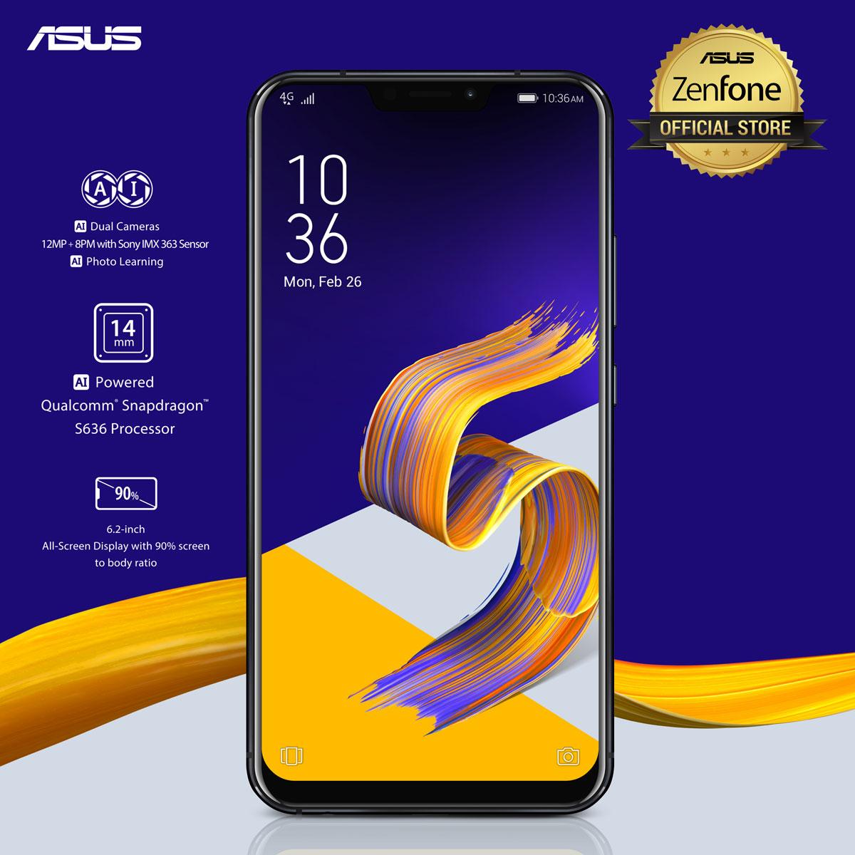 ASUS ZENFONE 5 ZE620KL 2018 RAM 4GB INTERNAL 64GB - GARANSI RESMI - Hitam