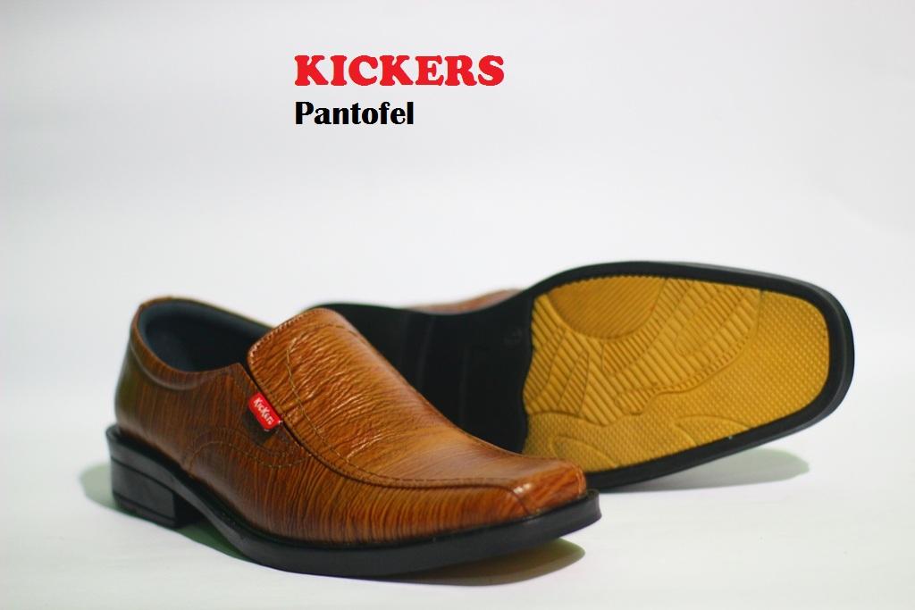 Sepatu Pria Pantofel Kickers Untuk Formal Resmi Kerja Sekolah Bahan Kulit Sapi Asli 100% Warna TAN