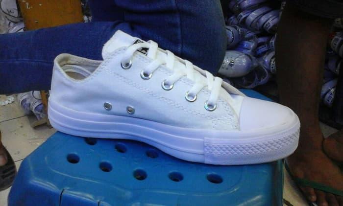 sepatu converse polos full putih low murah + box - OS46y0