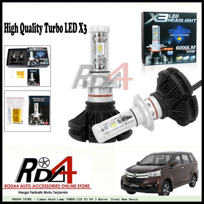 Lampu Head Lamp TURBO LED X3 H4 3 Warna Great New Xenia