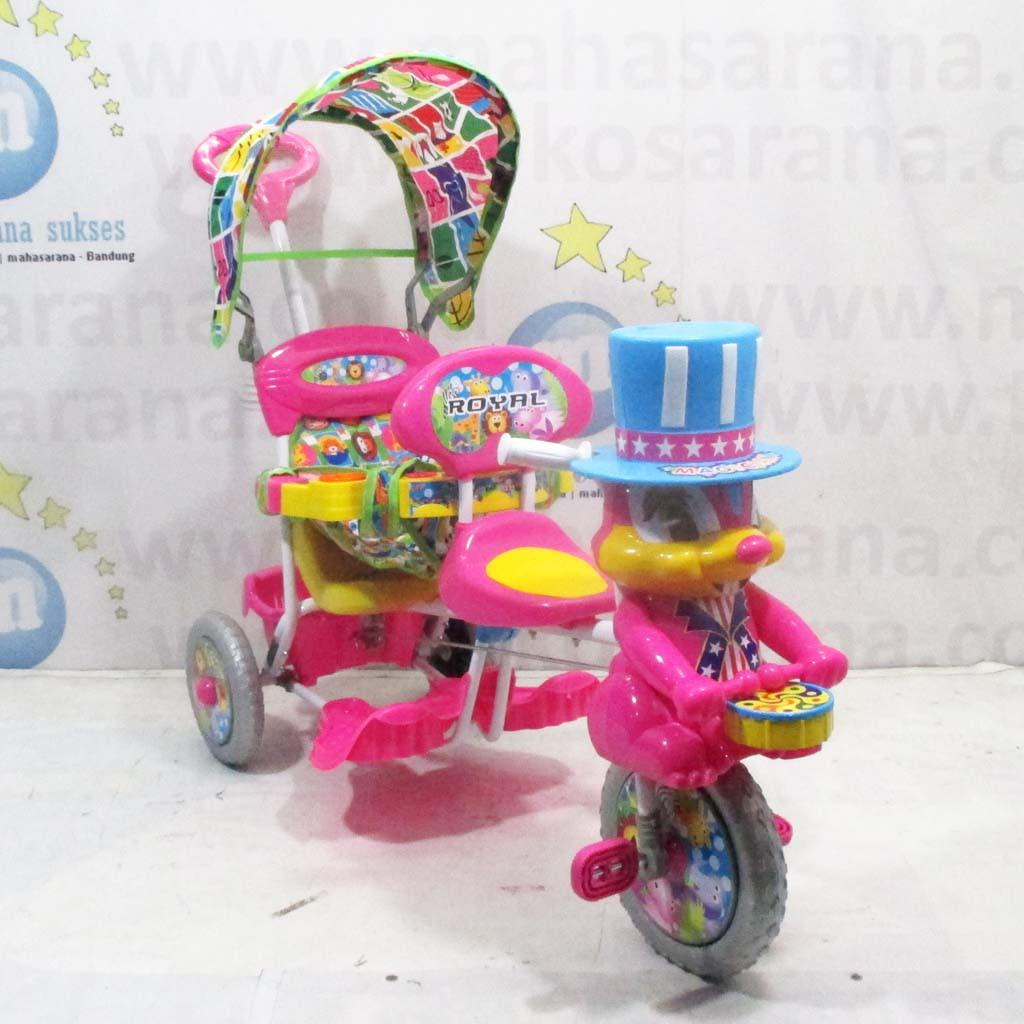 Jabodetabek Go-Send Royal RY8798CJ 2-Kursi Dobel Musik Magician Jok Kain Sepeda Roda Tiga