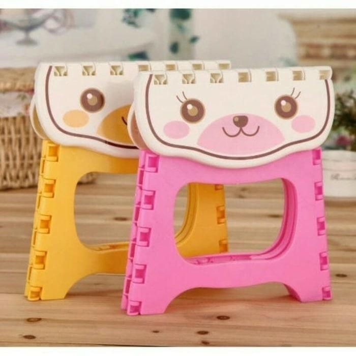 Serba Grosir Murah Sgm Kursi Lipat Mini Plastik Anak Serbaguna Foldable Chair Portable Kartun - Random Motif