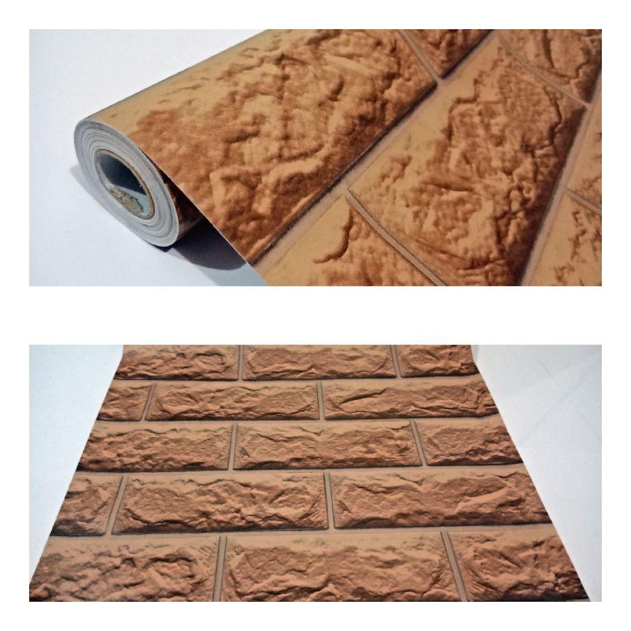 Wallpaper dinding murah ruang tamu rumah kamar tidur bata 3D coklat terbagus termurah terlaris elegan minimalis cantik indah