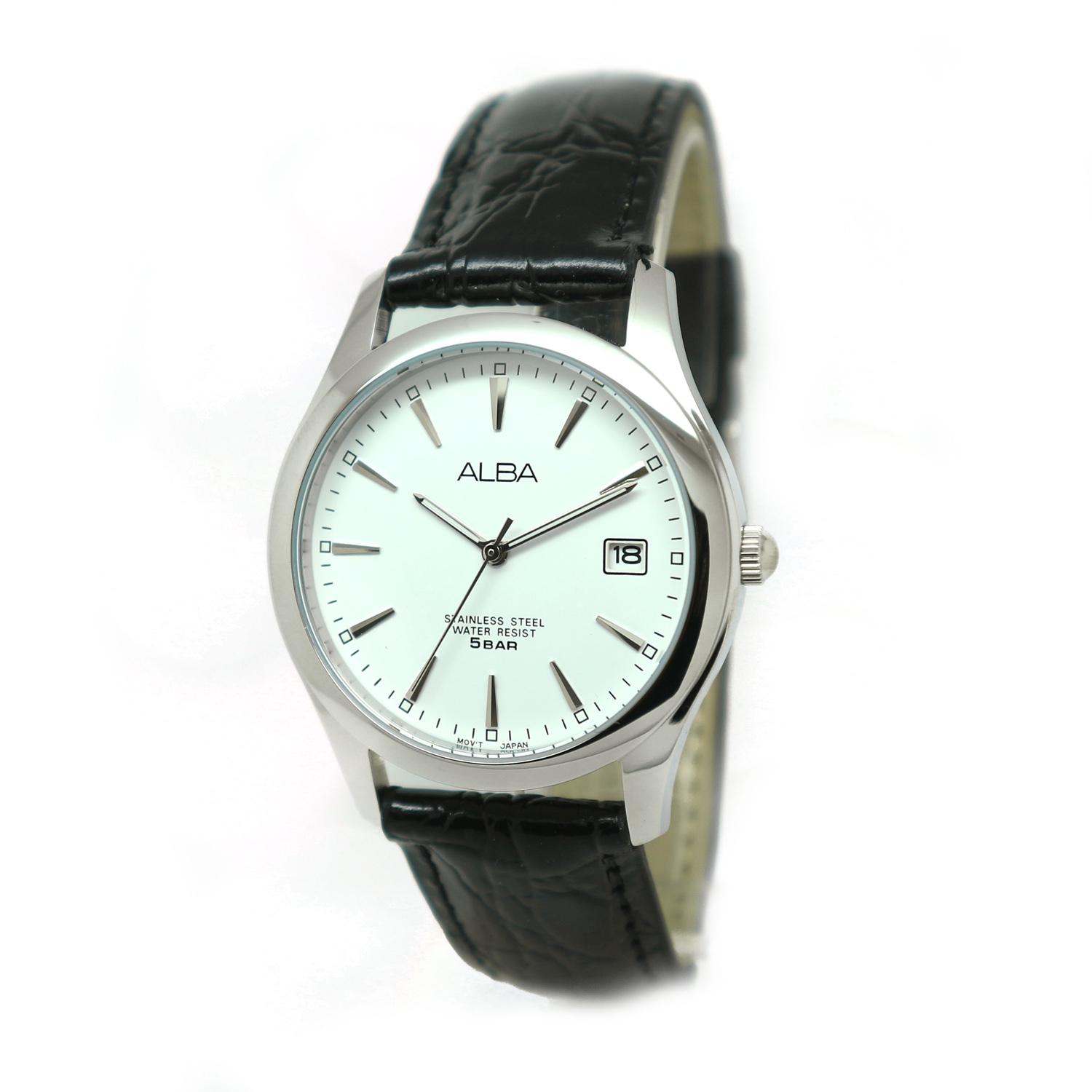 Alba - Jam Tangan Wanita - Silver-Putih - Strap Hitam - AXHL65X1