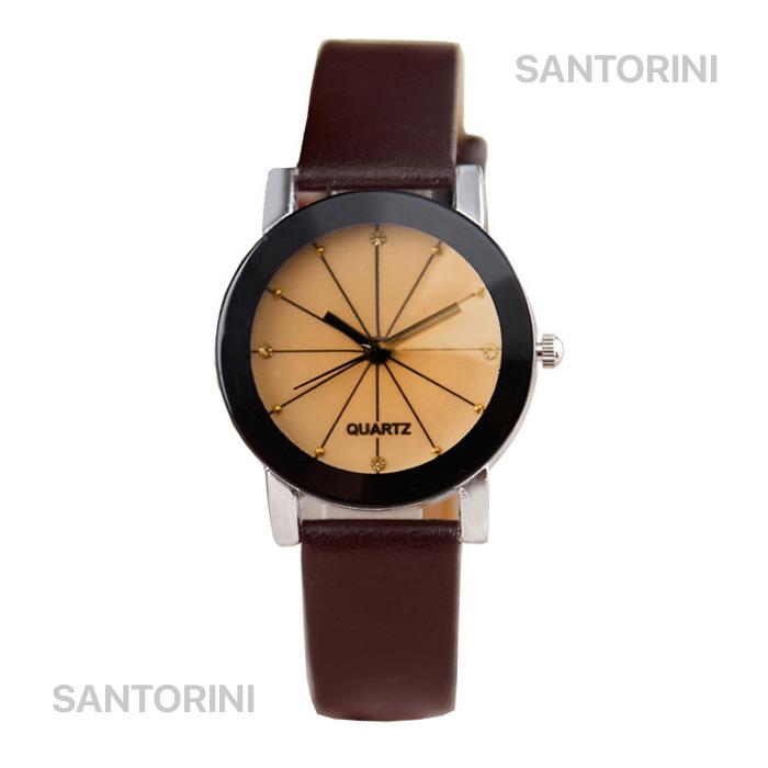 Santorini Jam Tangan Wanita Kulit PU Fashion Stainless Steel Analog Quartz Women Lady Leather Watch