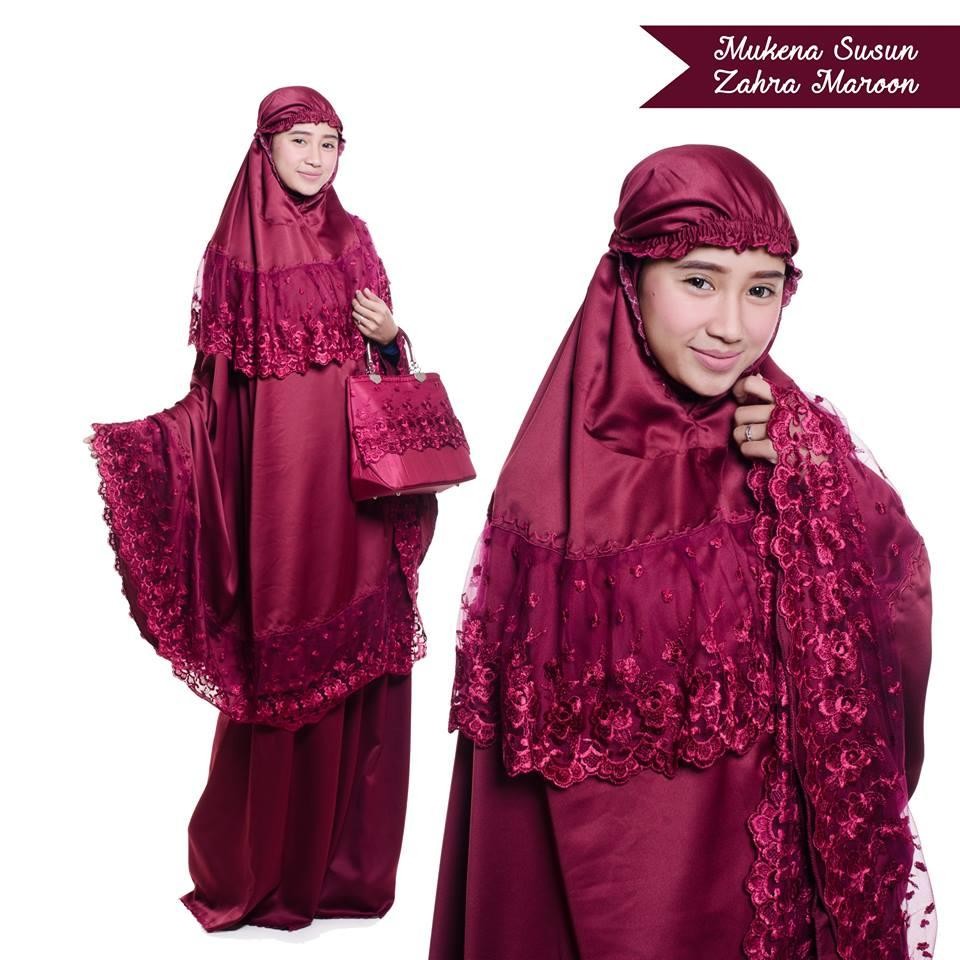 TERLARIS!!! MUKENA DEWASA BROKAT ZAHRA MAROON mukena mewah / mukena dewasa / mukena tatuis / mukena anak / mukena bali / mukena katun jepang