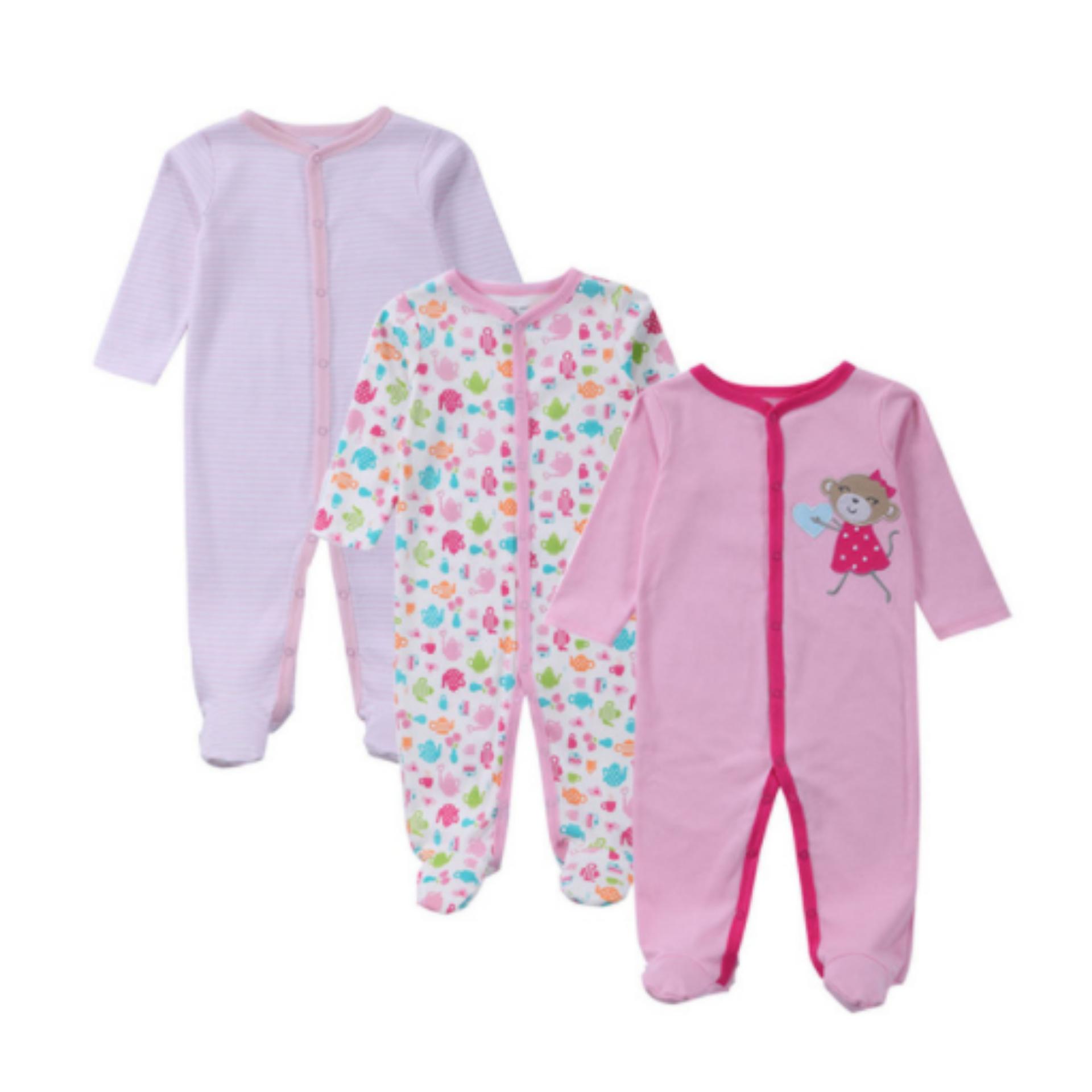 WULANDA rompers nex multiwarna baju kodok bayi jumpsuit overall jamper bayi isi 3 pcs tutup kaki