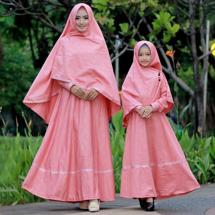 SETELAN GAMIS IBU DAN ANAK / GAMIS JUMBO /GAMIS COUPLE MOM n KID SET - Merah Salem