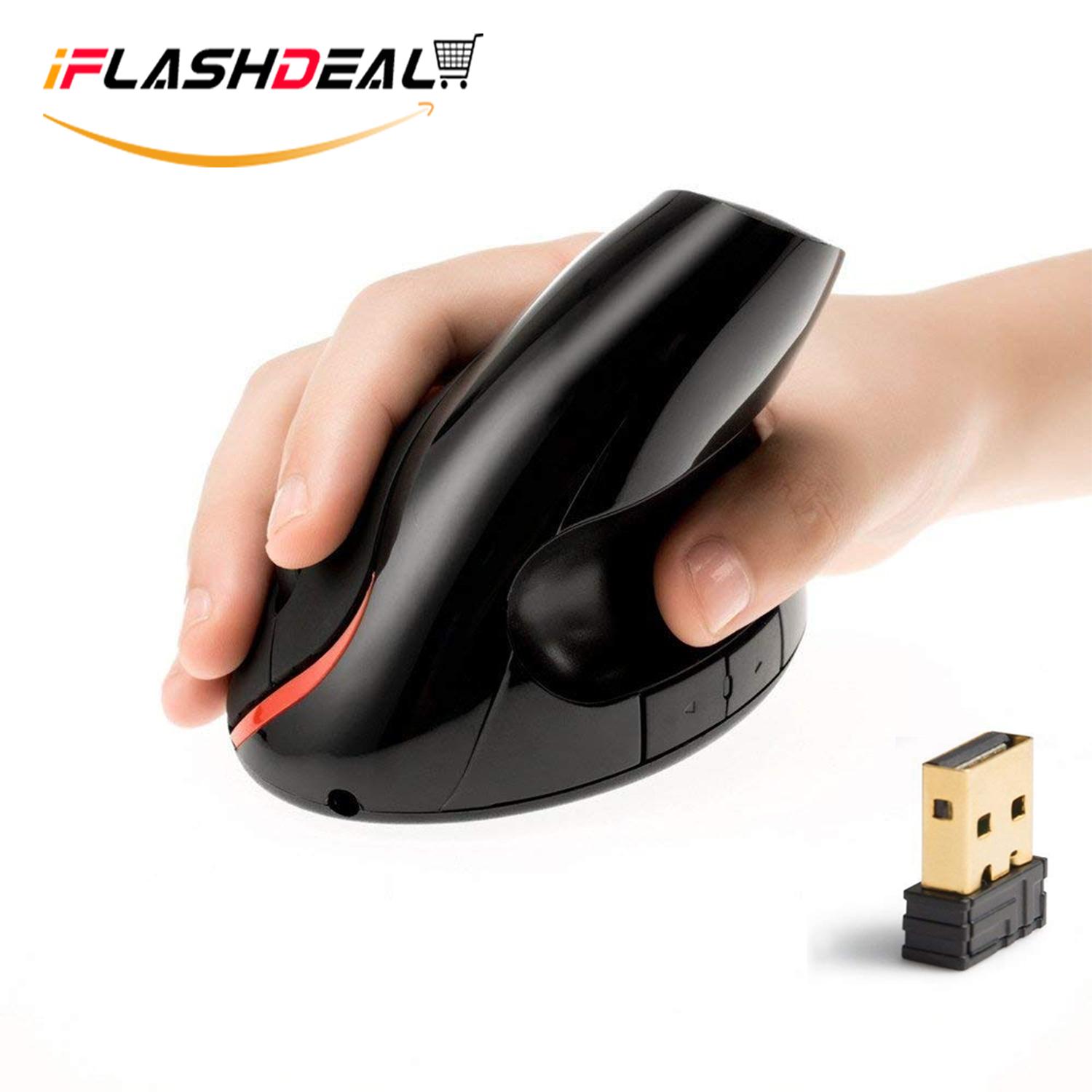 iFlashDeal Gaming Mouse Nirkabel Vertikal Mouse Optical Game Ergonomic Untuk PC Komputer Laptop Tablet