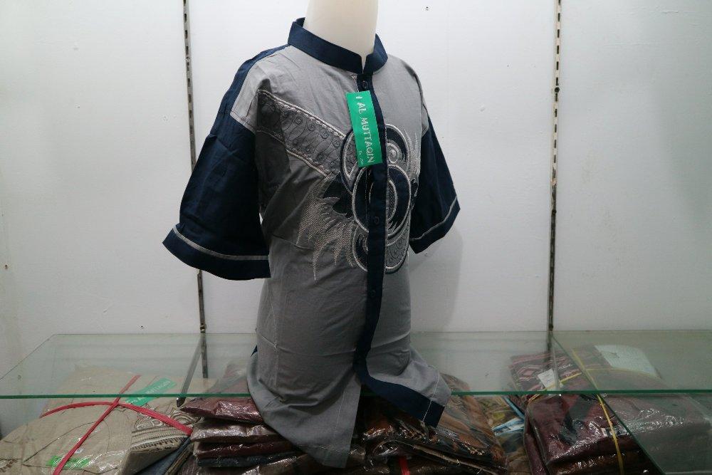 Busana Muslim Anak Baju Koko Anak Sekolah SD Dan SMP Bordir Lengan Pendek Abu Biru Al Muttaqin Murah Pasar Tasik Tanah Abang Jakarta KKT 004 di lapak Al Muttaqin Collection produsenbajukoko