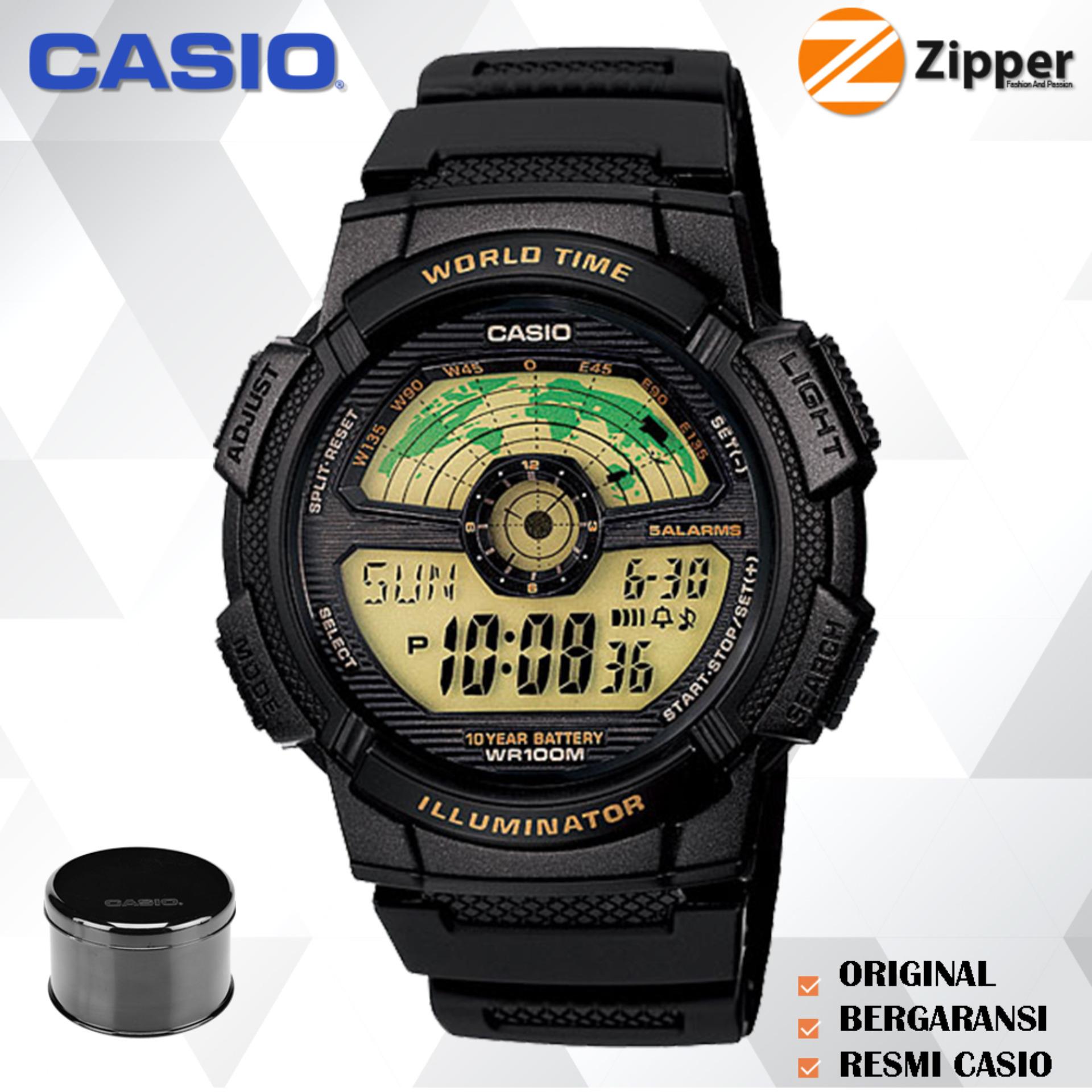 Casio Illuminator Jam Tangan Digital AE-1100W-1BVDF Youth Series - Tali Karet