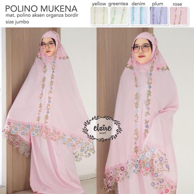 POLINO MUKENA Bordir Jumbo Kekinian Fashion Muslim Wanita Renda Mukenah Murah Yoshevien Elsire GREENTEA