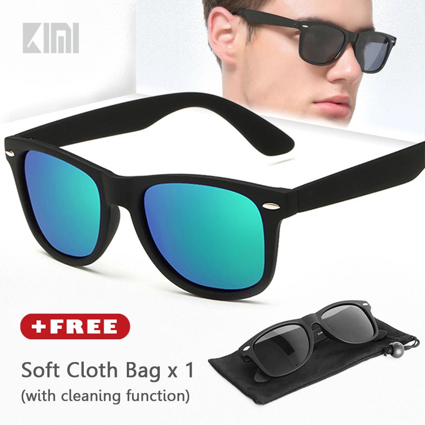 KIMI Kacamata Polarized Unisex Hitam WAYFARE Classic Wayframe Square Sunglasses Fashion Retro Style Strong Angular Frame Vintage Design Mirrored Lenses Driving Eyewear