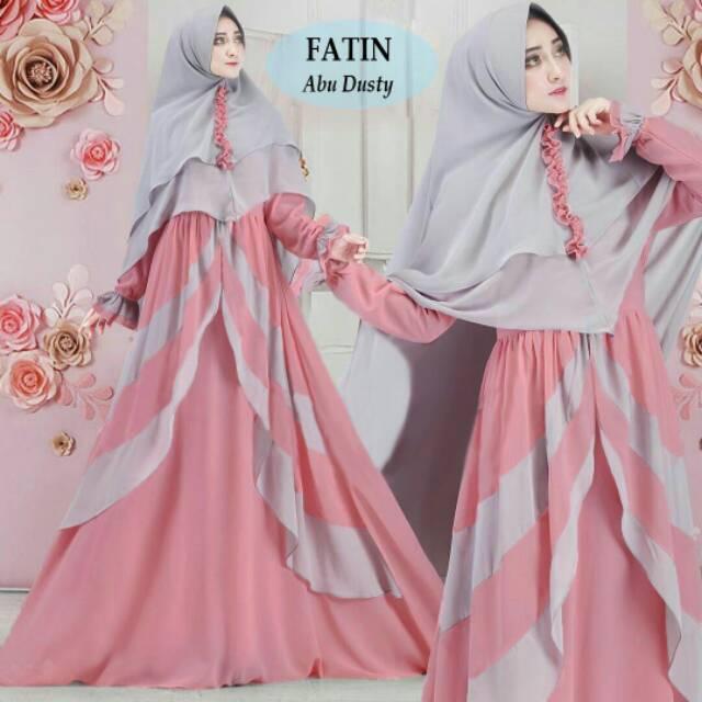 Gamis FATIN syari set banyak warna aq rose biru
