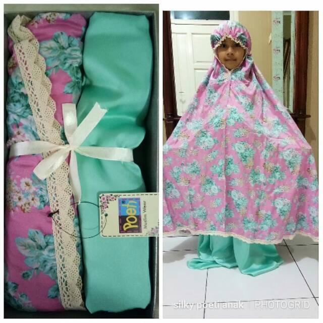 Mukena silky anak anak merk poeti motif shabby chic ()