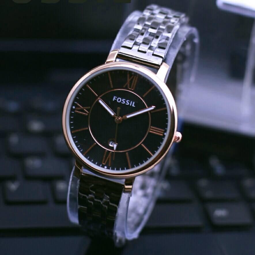 jam tangan fossil jam tangan wanita ELEGAN tanggal aktif lengkap dengan box