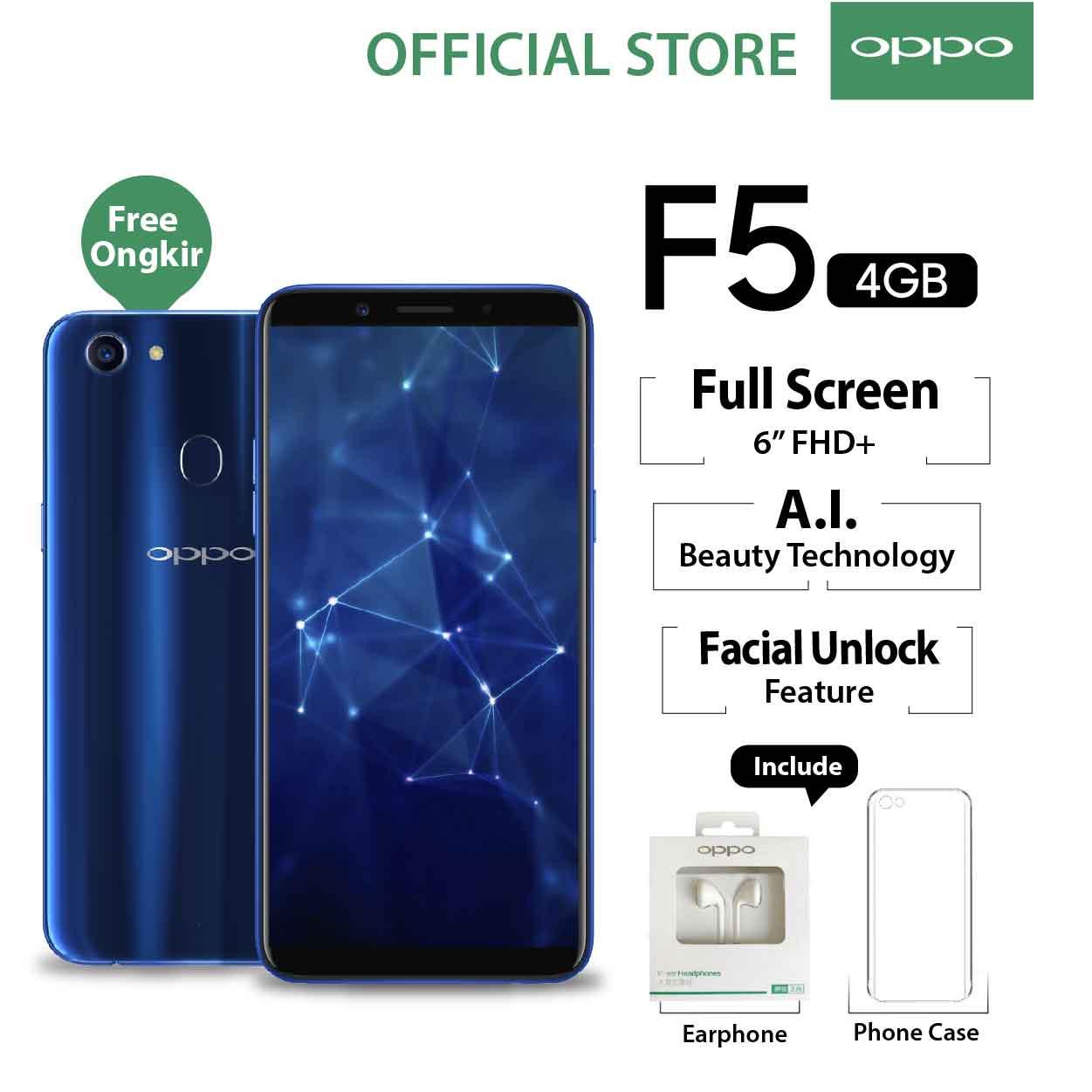 OPPO F5 SMARTPHONE 4GB/32GB Dashing Blue A.I Beauty 20 MP (COD, Garansi Resmi OPPO, Cicilan tanpa kartu kredit, Cicilan 0%, Gratis Ongkir)
