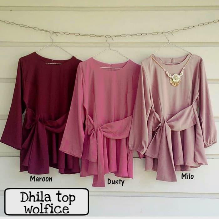 Baju Atasan Dhila Top Blouse Tunik Wanita Baju Muslim Blus Muslim / baju / baju wanita / baju atasan wanita / baju motif / baju murah / baju keren / baju lucu / baju berkualitas