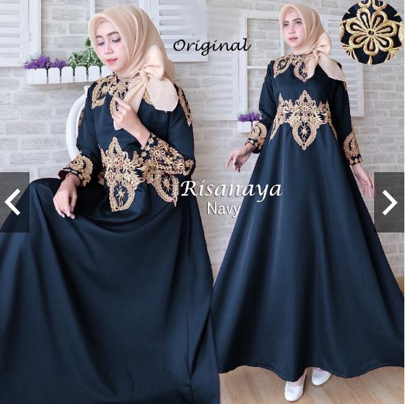 MoslemWear Gamis Pesta Bordir Emas Premium Mewah Elegan - Gamis Kebaya Pesta Wisuda Modern Syari Pesta Modern Fashion Gaun Pesta Kondangan Muslimah Party Maxi Long Dress Bordir Muslim Wanita Original Real Pic Hijaber Hijab Jilbab Murah ihrisnaya
