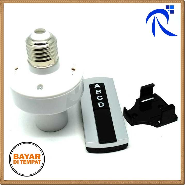 Promo !! Generic Ac 220v E27 Screw Light Lamp Bulb Holder Socket Switch With Remote Control - Saklar Penyangga Lampu Putih White BISA COD !!