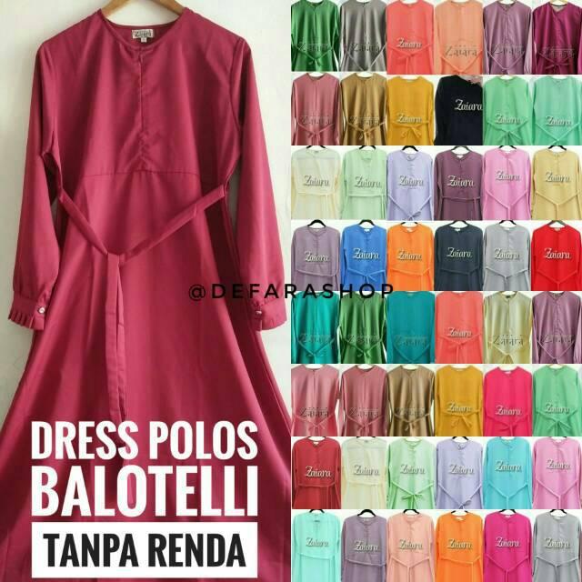 Dress Polos ZAIARA Bahan Balotelli Tanpa Renda Banyak Warna Gamis Syari Menyusui Hamil Umrah (XL)