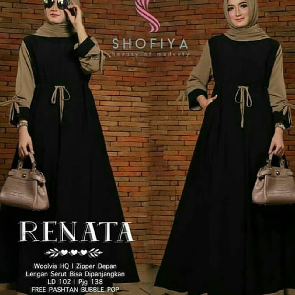 OEM Baju Original Renata Dress Balotely Gamis Panjang Wanita Muslim Pakaian Cewek Gaun Muslimah Hijab Casual Simple