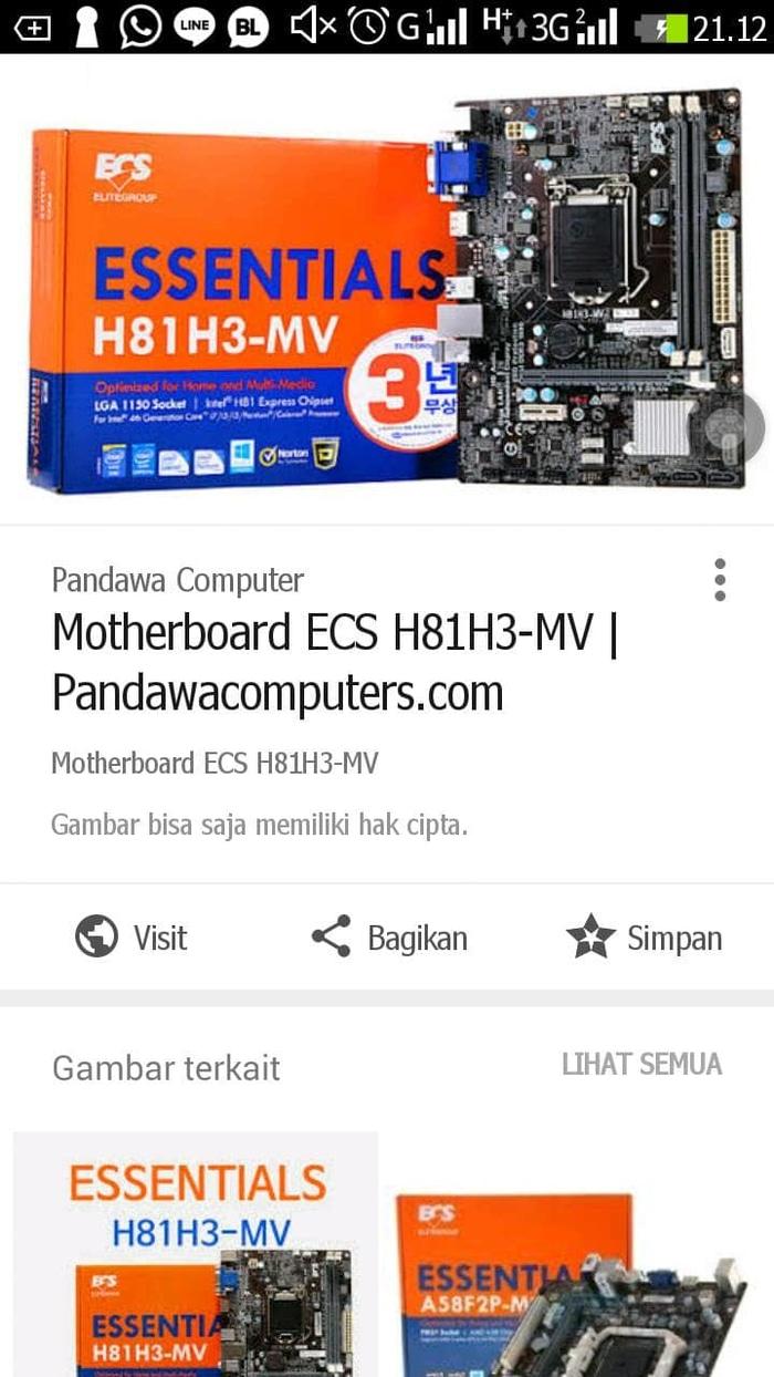 SALE - ECS H81 MV SEKEN ADA PANEL BELAKANG