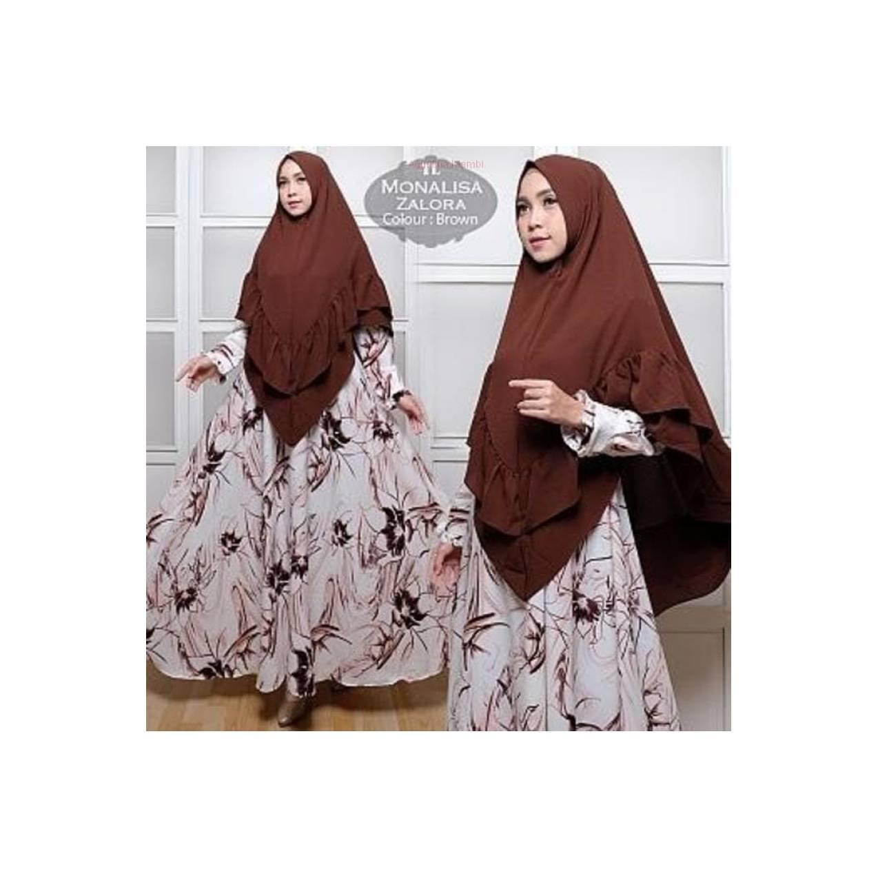 gamis syar'i Monalisa Zalora Brown+ terbaru 2018