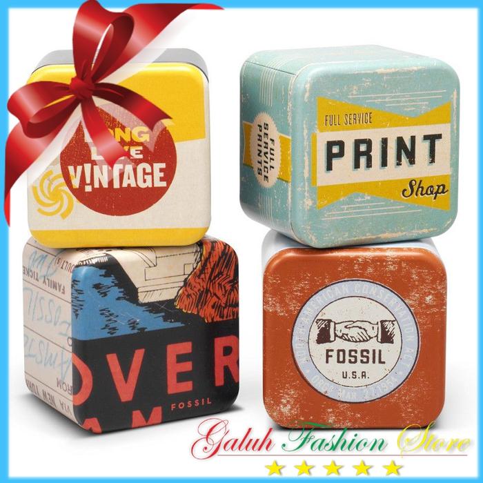 Diskon 10%!! Kotak Jam Tangan Tin Box Jam Tangan Fossil Original Beserta Manual - ready stock