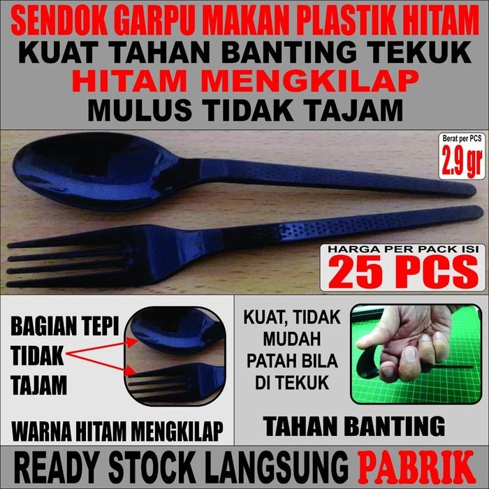 HOT SPESIAL!!! Sendok Makan Plastik Panjang Hitam 25 Pcs - zfj8dJ