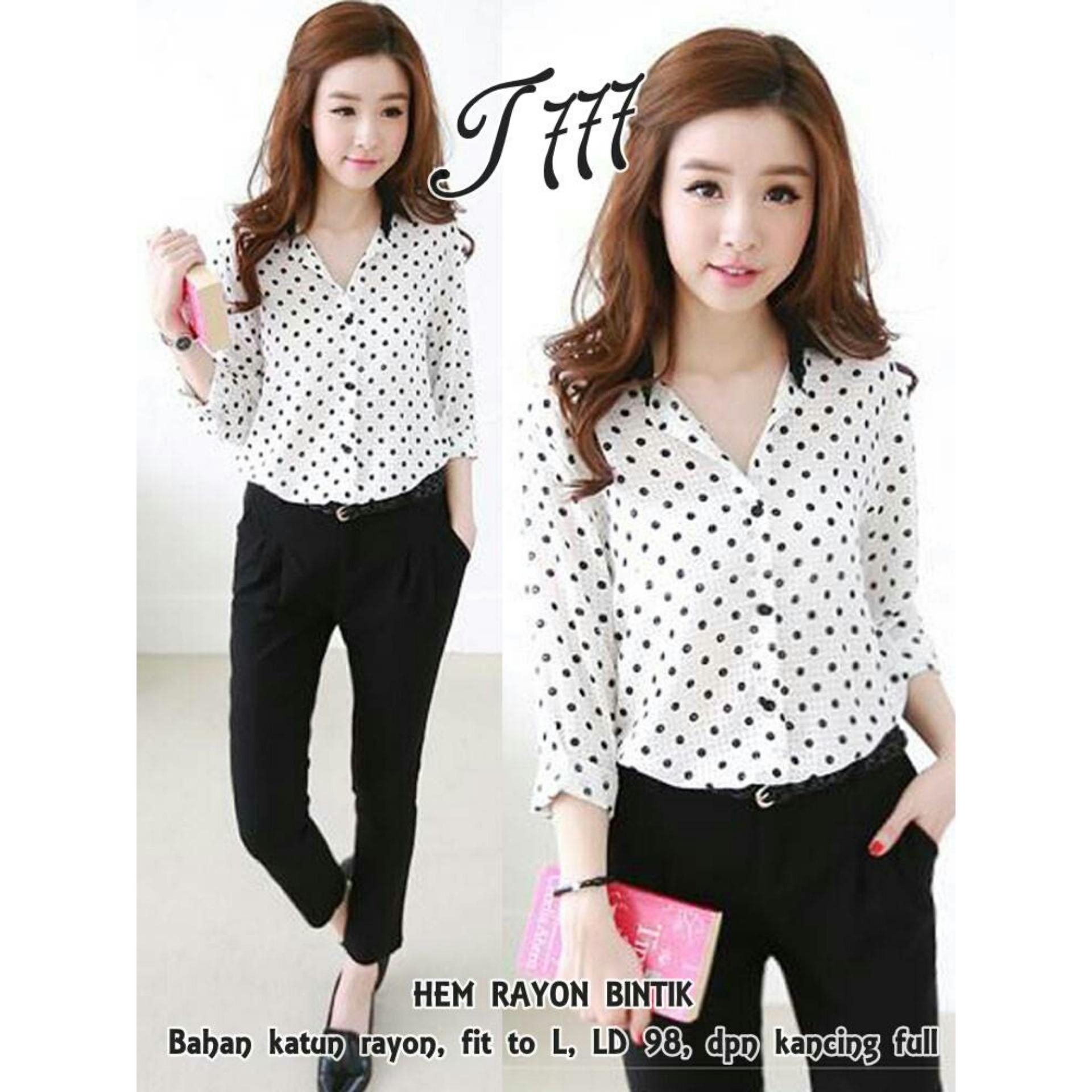 AmorShop Blouse Rayon Bintik /Atasan Wanita /Blouse Motif Polkadot