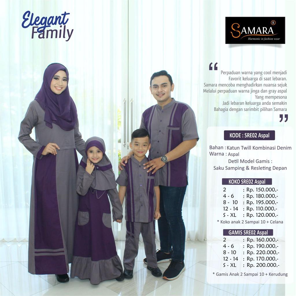 Baju Couple Keluarga Busana Muslim Sarimbit Gamis Syari Koko Lebaran Pria Anak Wanita /SAMARA SRE02 (Gamis Anak 2 tahun)