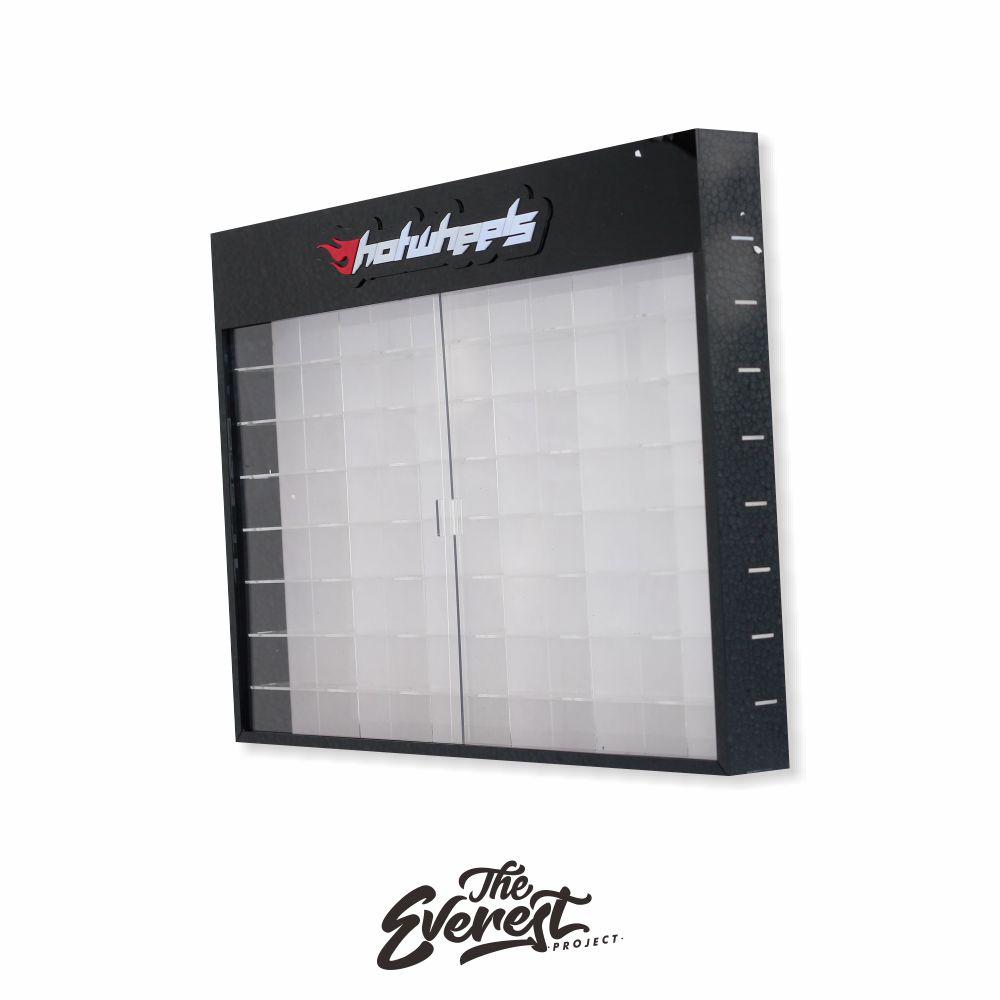 Rak Hotwheels Acrylic Isi 48 Lot Pintu Sliding 1:64 Hitam