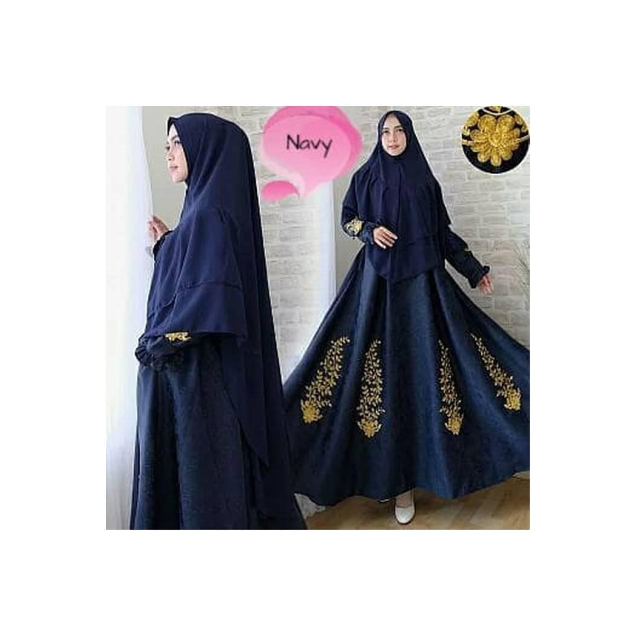 baju muslim syari eli gaun pesta jumbo xxl mewah hijab gamis embos GL