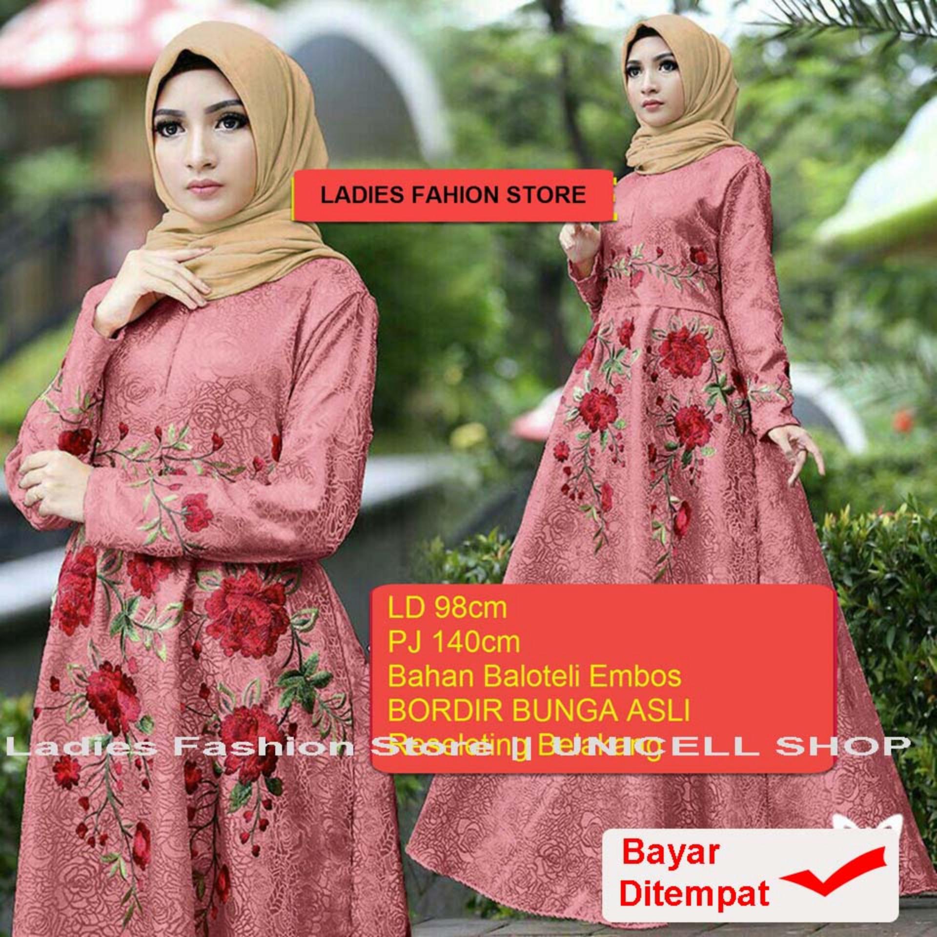 Baju Wanita Shop Dress Gamis Muslim Iyana/ Set Terusan Maxi Hijab Syar'i/ Syari Simple Elegant / Baju Muslimah Wanita / Kebaya Modern Baloteli Tanpa Pasmina (anaay) SS - Dusty Pink / Gaun Pesta