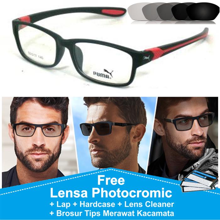 DISKON Frame Kacamata Pria Sport Anti Radiasi Photocromic Lensa Berubah Warna TERMURAH