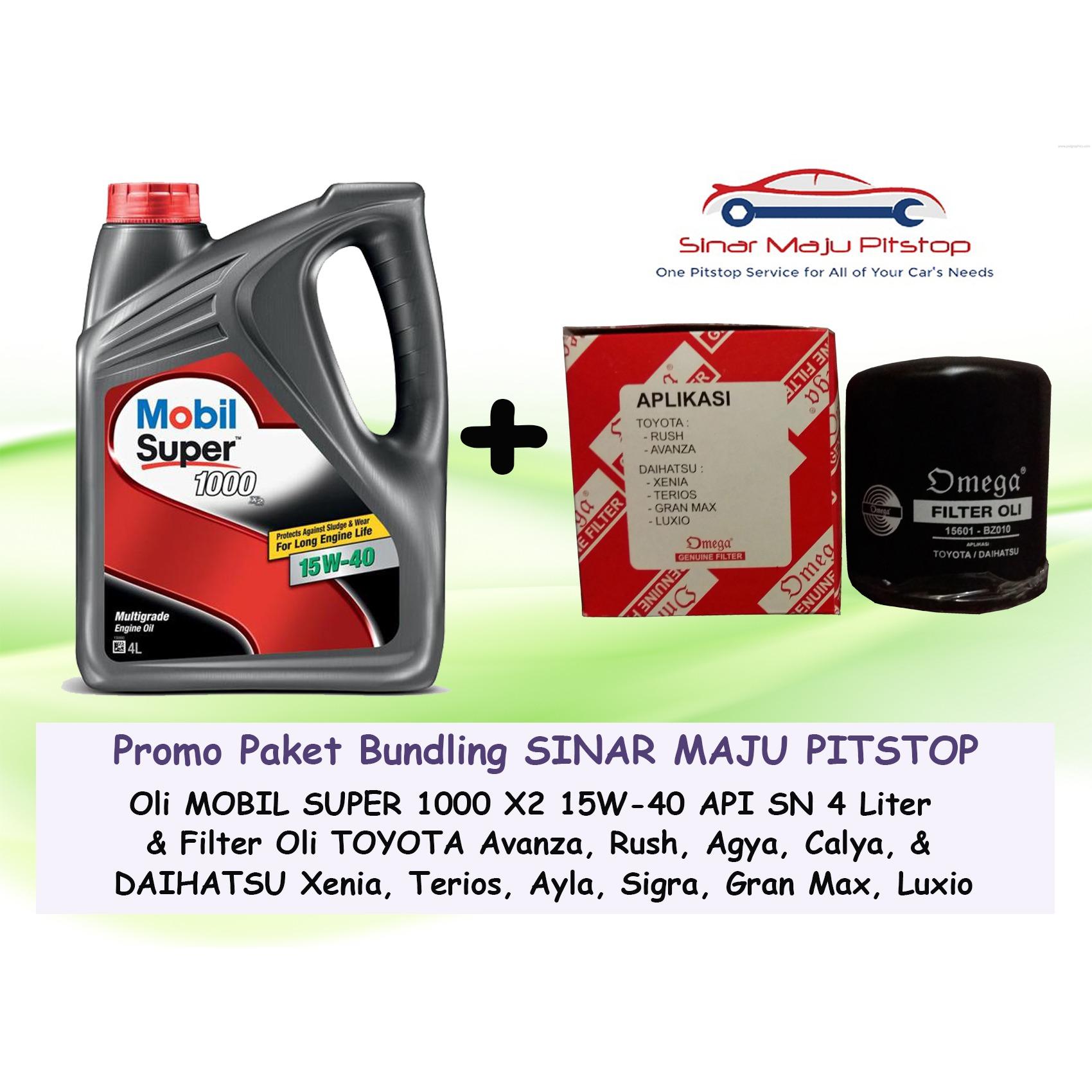 Paket Oli MOBIL SUPER 15W-40 API SN 4 LITER & Filter Oli DAIHATSU XENIA & DAIHATSU TERIOS ORIGINAL