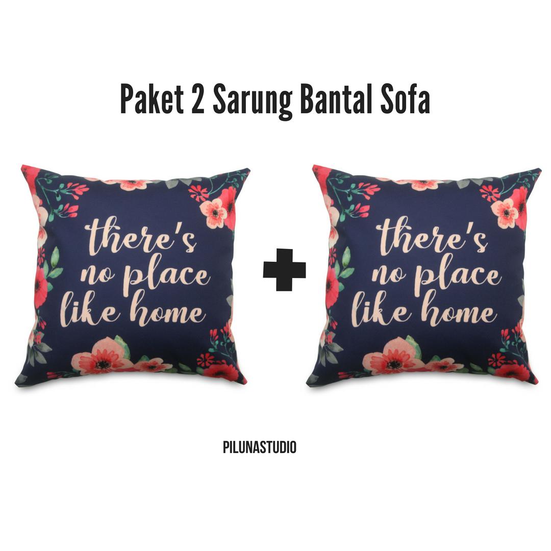JuraganBantal PAKET HEMAT 2 Sarung Bantal Sofa Premium Ukuran 40x40 Cm Print Motif Bunga Quotes Bahan Canvas