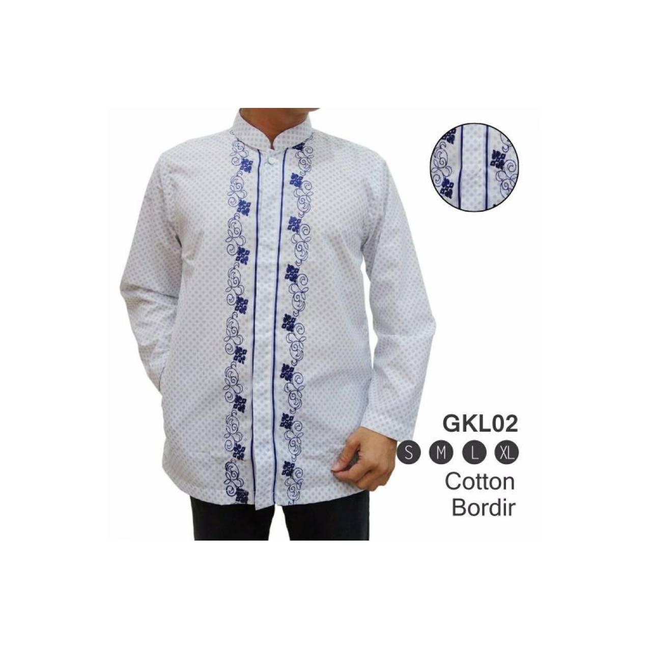 BAJU KOKO EXCLUSIVE GKL02 PAKAIAN MUSLIM PRIA KEMEJA HEM Terlaris