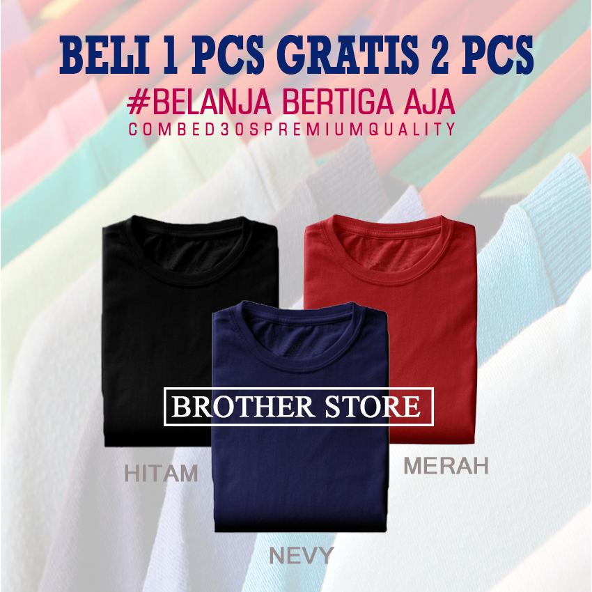 Kaos polos beli 1 gratis 2 pcs Nevy Merah Hitam Premium