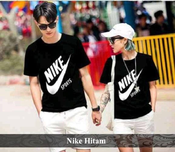 KaosCouple Kaos Couple Terbaru Baju Pasangan Simple Nike Hitam