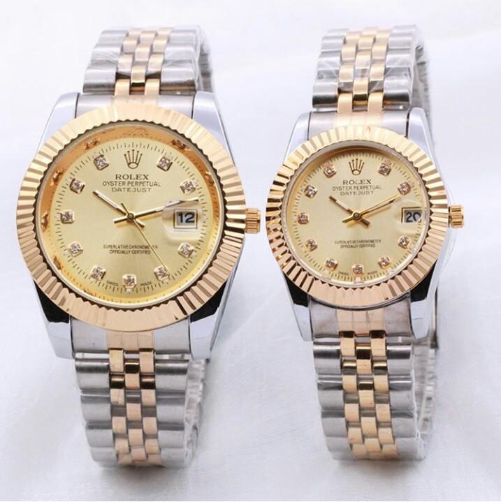 JAM TANGAN COUPLE PRIA DAN WANITA MERK ROLEX RANTAI MEWAH