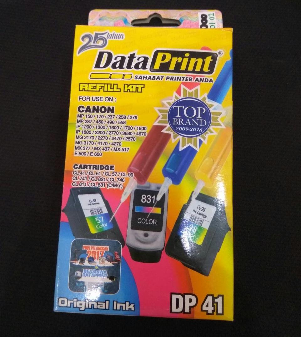 Refill tinta merk Dataprint untuk printer Canon, cartridge warna
