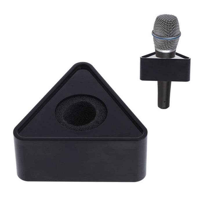 Microphone flag Hitam ABS station logo segi tiga mic interview triangl