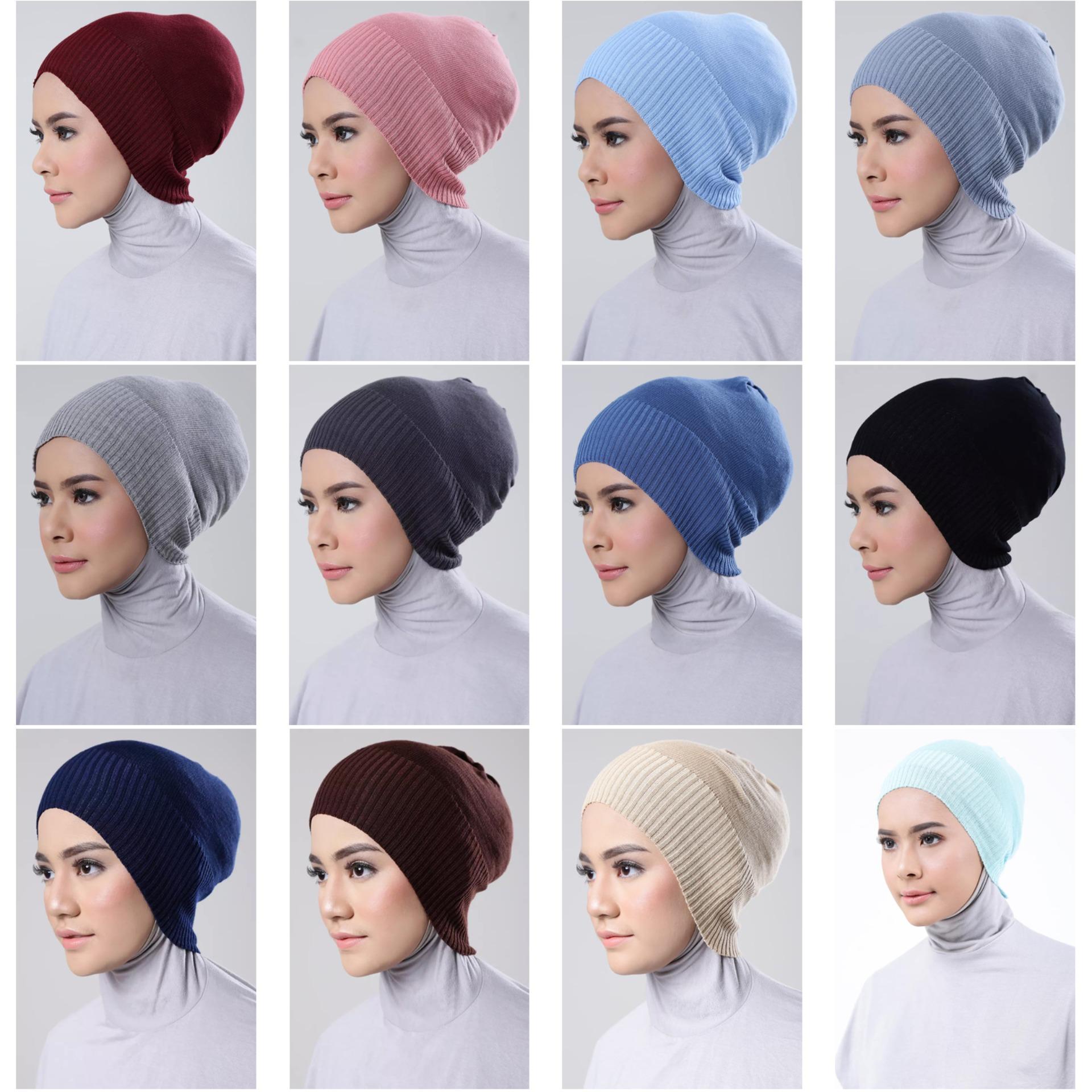 Inner Hijab ciput rajut anti pusing _ Isi 6Pcs (bebas pilih warna). + FREE 1 Pcs