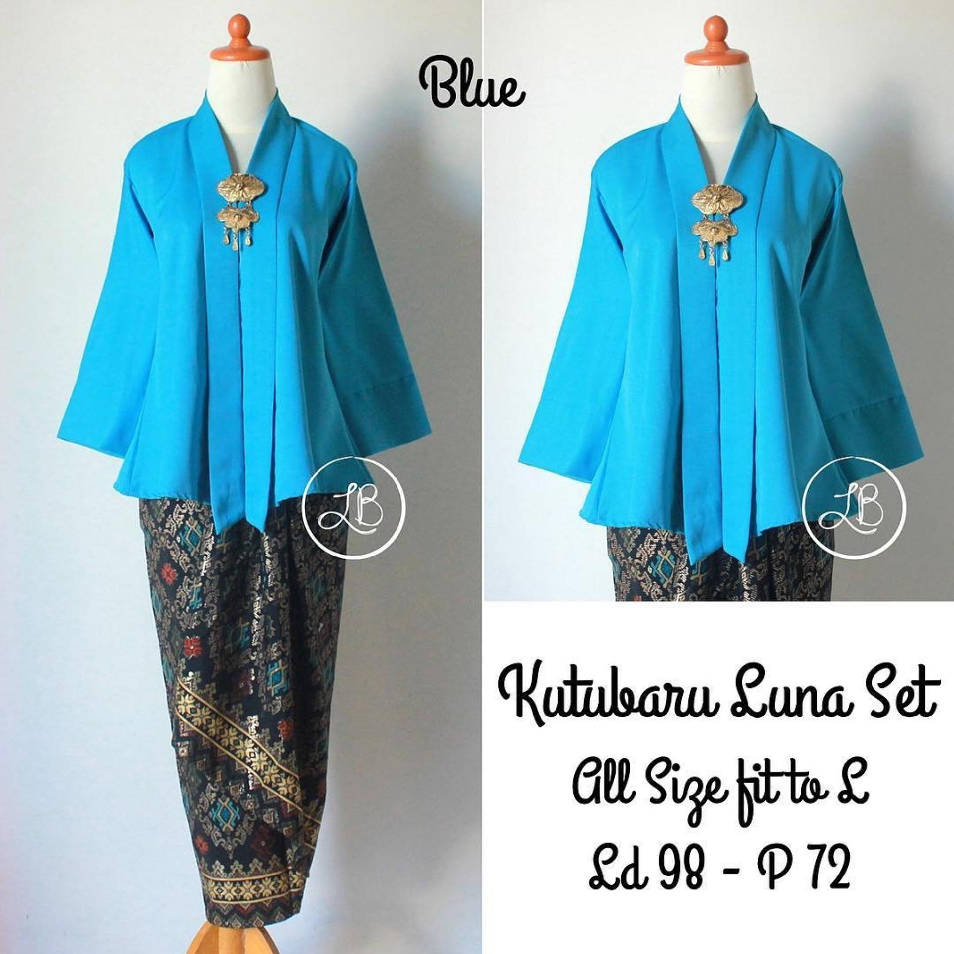 Kebaya Kutubaru Polos Floy Luna Biru Turkish Mix Rok Lilit Aneka Motif Songket Toraja